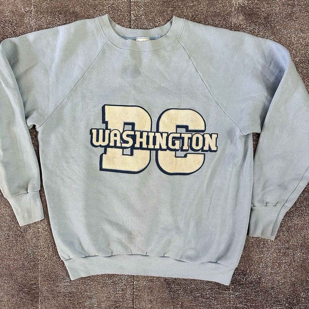 Men's Vintage 80's FOTL Washington DC Powder Blue White Crewneck Sweatshirt Sz M